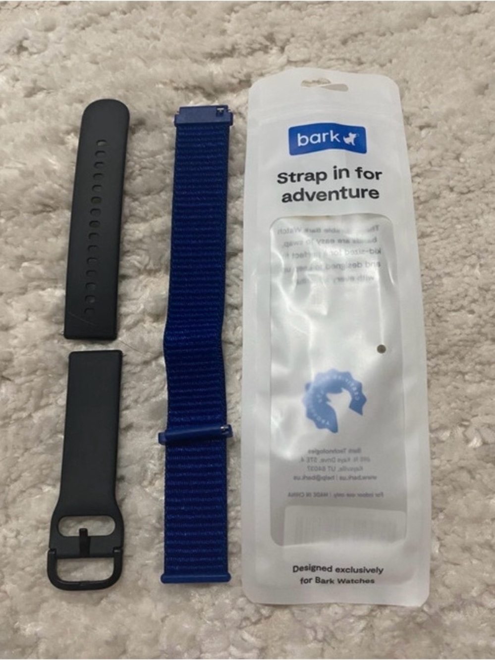 Bark Black Silicone and Royal Blue Woven Replacement Watch Straps